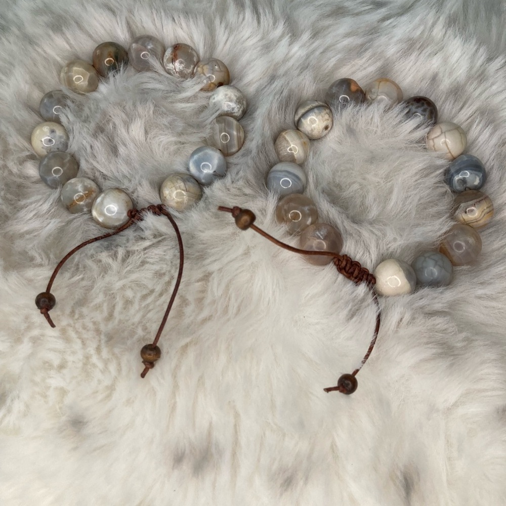 Agate Beaded Bracelets with Adjustable Cord